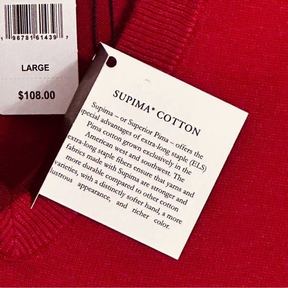 Brooks Brothers NWT Red Cotton V-Neck Sweater L 48” Preppy Classic Old Money - Picture 10 of 12